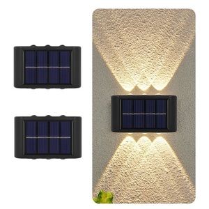 2 Pieces - 6 LED Solar Waterproof Outdoor Wall Light - Warm White - NEW